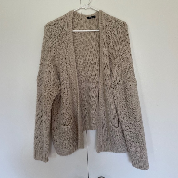 Boohoo Tan/Beige Boho Knit Cardigan Size M/L - Picture 1 of 15